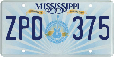 MS license plate ZPD375