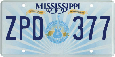 MS license plate ZPD377