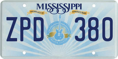 MS license plate ZPD380