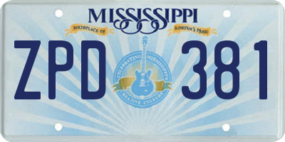 MS license plate ZPD381