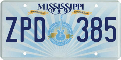 MS license plate ZPD385