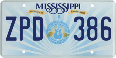 MS license plate ZPD386