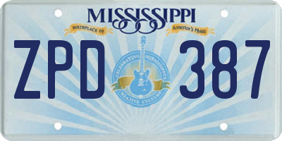 MS license plate ZPD387