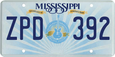 MS license plate ZPD392