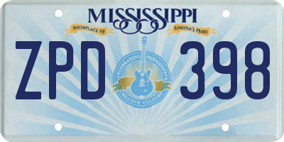 MS license plate ZPD398