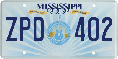 MS license plate ZPD402