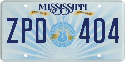 MS license plate ZPD404