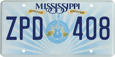 MS license plate ZPD408