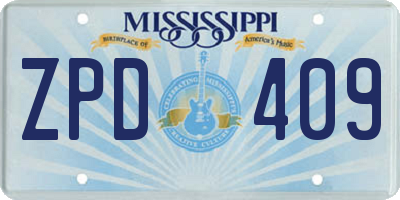 MS license plate ZPD409