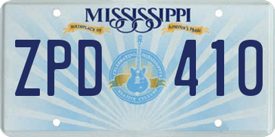 MS license plate ZPD410
