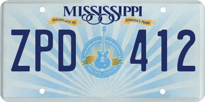 MS license plate ZPD412