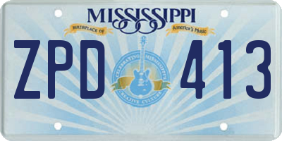 MS license plate ZPD413