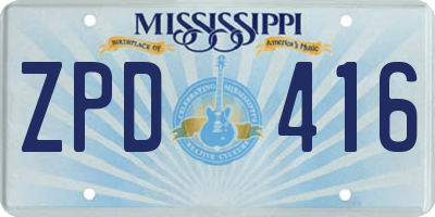 MS license plate ZPD416