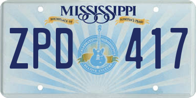 MS license plate ZPD417