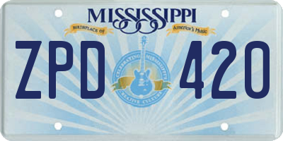 MS license plate ZPD420