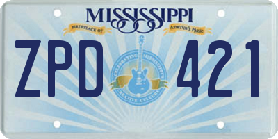 MS license plate ZPD421