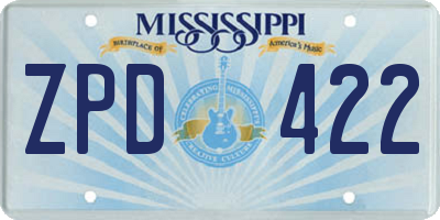 MS license plate ZPD422