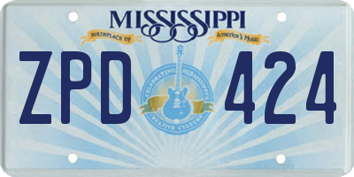 MS license plate ZPD424