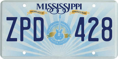MS license plate ZPD428