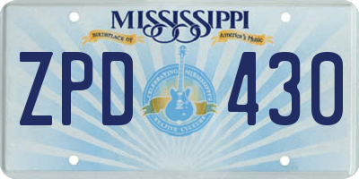 MS license plate ZPD430