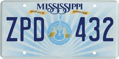 MS license plate ZPD432