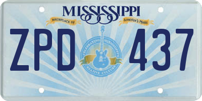 MS license plate ZPD437