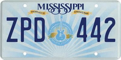 MS license plate ZPD442