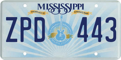MS license plate ZPD443