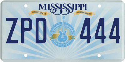 MS license plate ZPD444