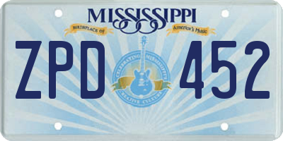 MS license plate ZPD452