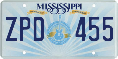 MS license plate ZPD455