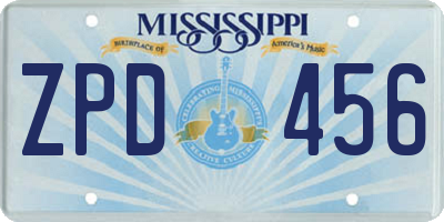 MS license plate ZPD456