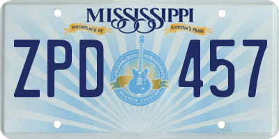 MS license plate ZPD457