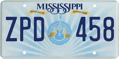 MS license plate ZPD458