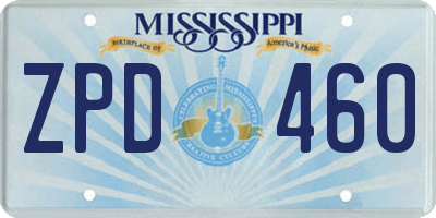 MS license plate ZPD460