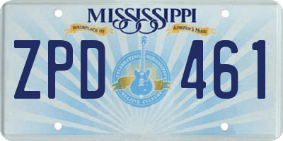 MS license plate ZPD461