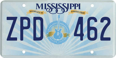 MS license plate ZPD462