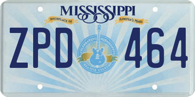 MS license plate ZPD464
