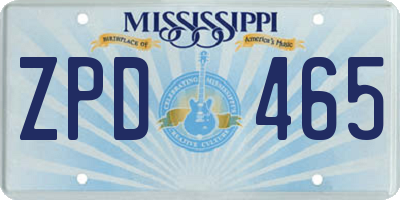 MS license plate ZPD465