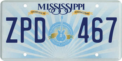 MS license plate ZPD467