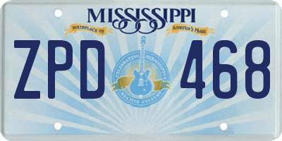 MS license plate ZPD468