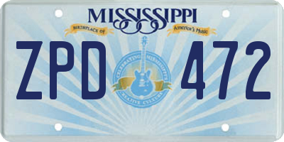 MS license plate ZPD472