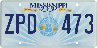 MS license plate ZPD473