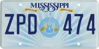 MS license plate ZPD474