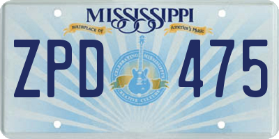 MS license plate ZPD475
