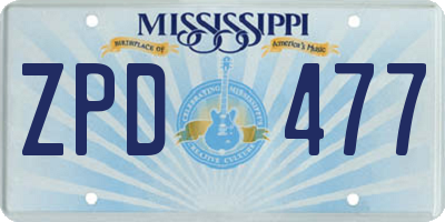 MS license plate ZPD477