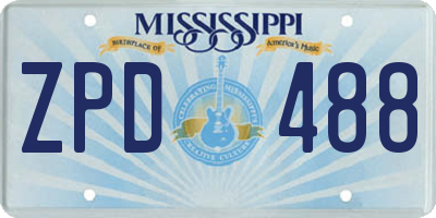 MS license plate ZPD488