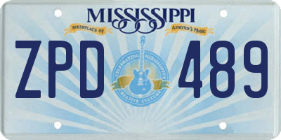 MS license plate ZPD489
