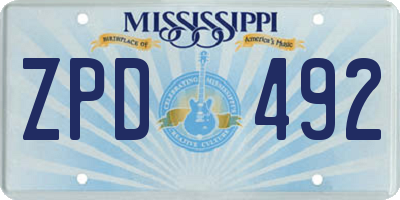 MS license plate ZPD492