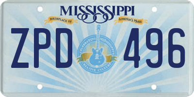 MS license plate ZPD496